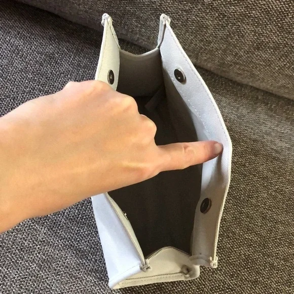 Dior Beauty Pouch Makeup Bag Light Grey Medium Canvas Authentic - Picture 12 of 15